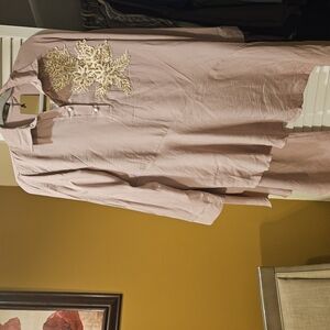 Elegant Embroidered Tunic Set in Light Pink